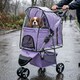 image 2 of Pet Stroller Dog Cat Puppy Pram Pushchair Travel Cart Jogging Buggy Carrier (Purple Dot with Cover)