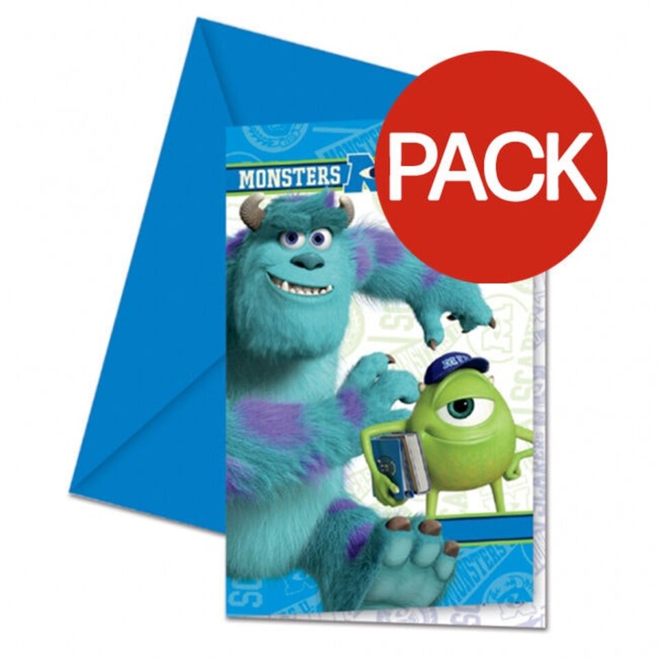 Monsters University Mike & Sulley Birthday Card (Pack of 6) - Blue/Green/White - One Size