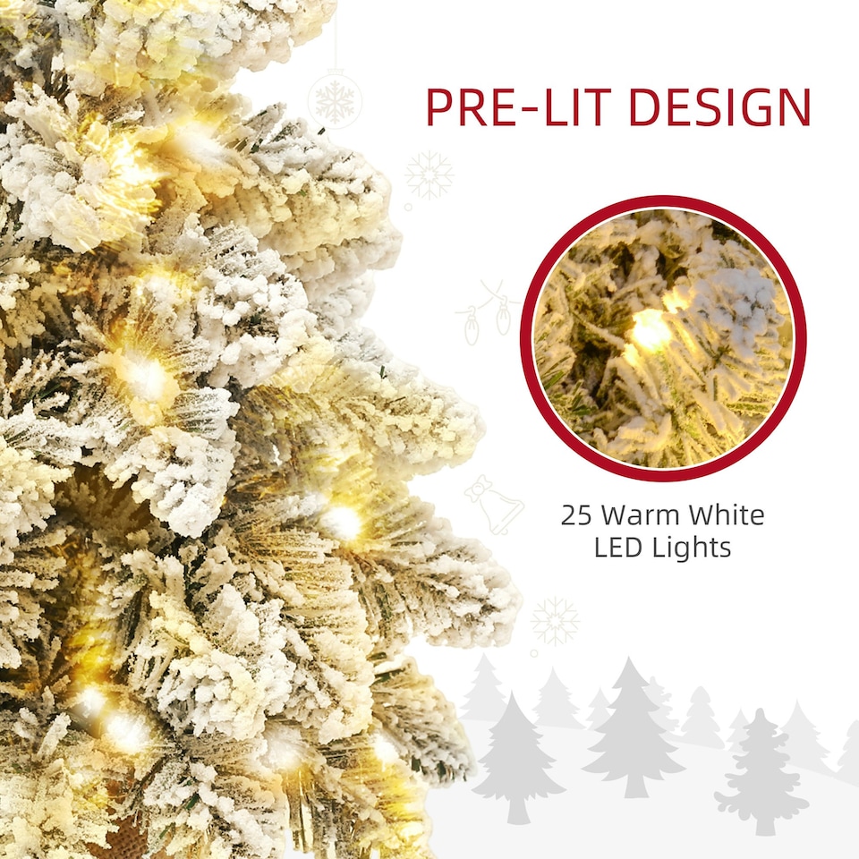 image 1 of HOMCOM 2 Piece Mini Artificial Christmas Trees Flocked Tabletop Xmas Trees
