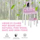 image 10 of HOMCOM Kids Dressing Table and Stool Set Make Up Desk with Storage (Pink) Pink