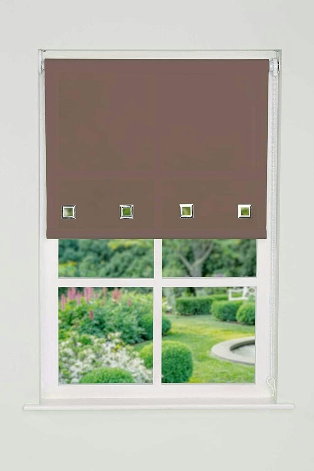 image 1 of 125cm Mocha Square Eyelet Edge Roller Blind | Brown | Brown