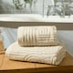 image 5 of OHS Jacquard Arches Textured 100% Cotton 500GSM Absorbent Hand Towel, 50x80cm - Cream