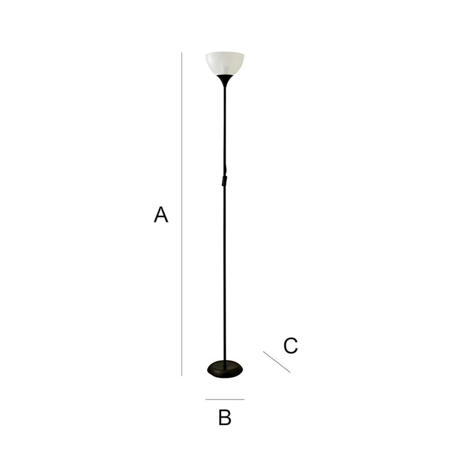 image 1 of ValueLights Dalby Black Uplighter Floor Lamp White Shade & Bulb Black