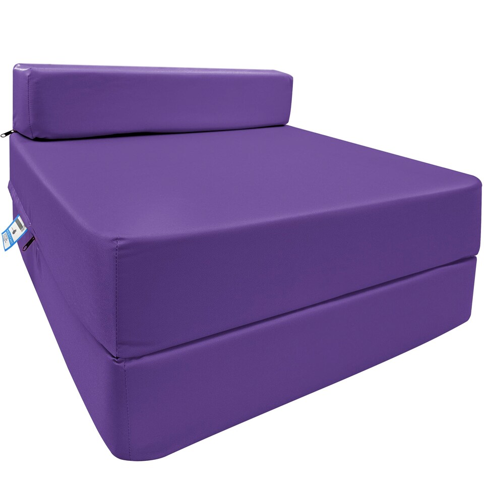 image 1 of Fold Out Single Z Bed Futon Sofa Chair Mattress Purple