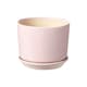 image 1 of Pink Ceramic Indoor Plant Pot With Attached Saucer - 17.5