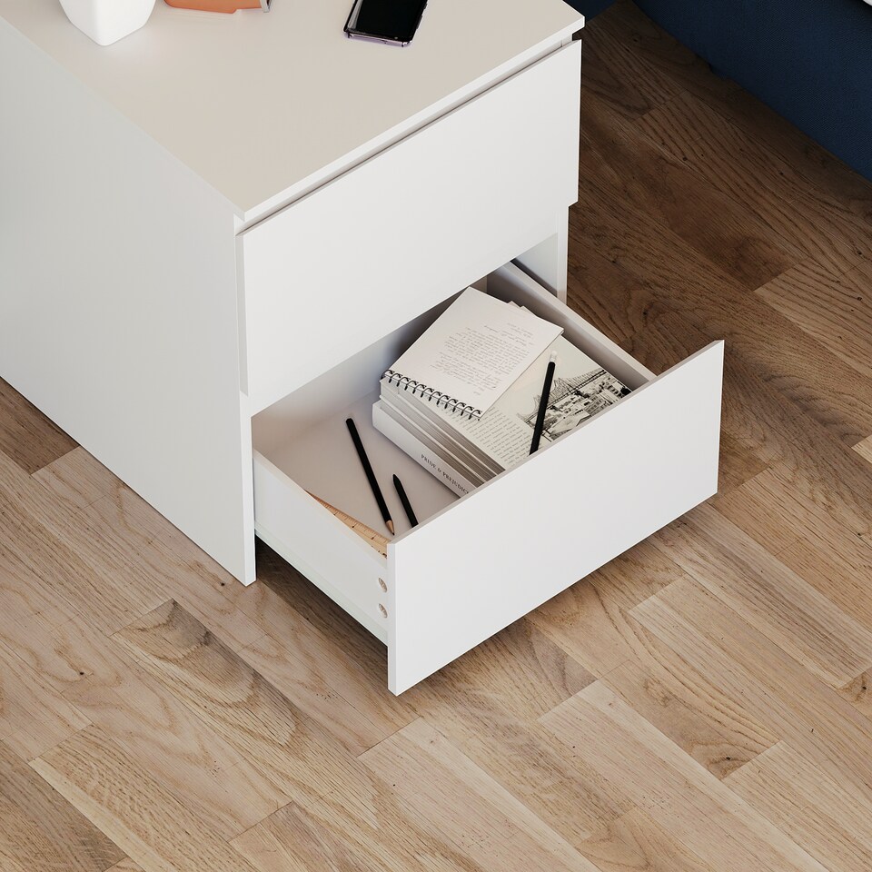 image 1 of Vida Designs Denver 2 Drawer Large Bedside Chest Cabinet Table Nightstand, White