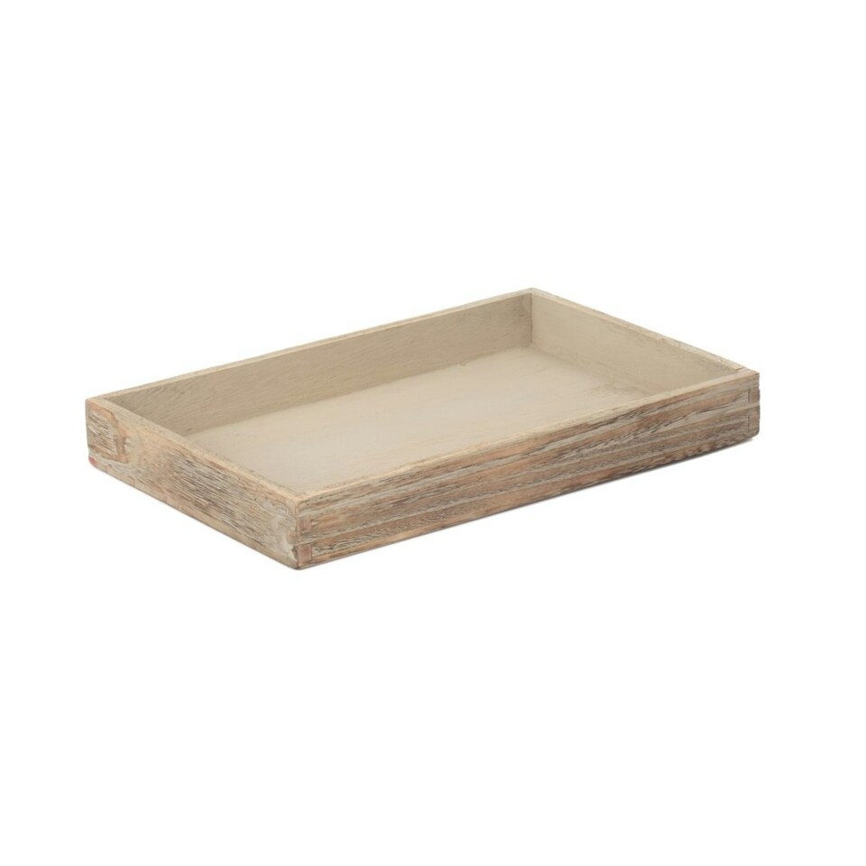 Large Shallow Wooden Plinth Tray Brown | Brown