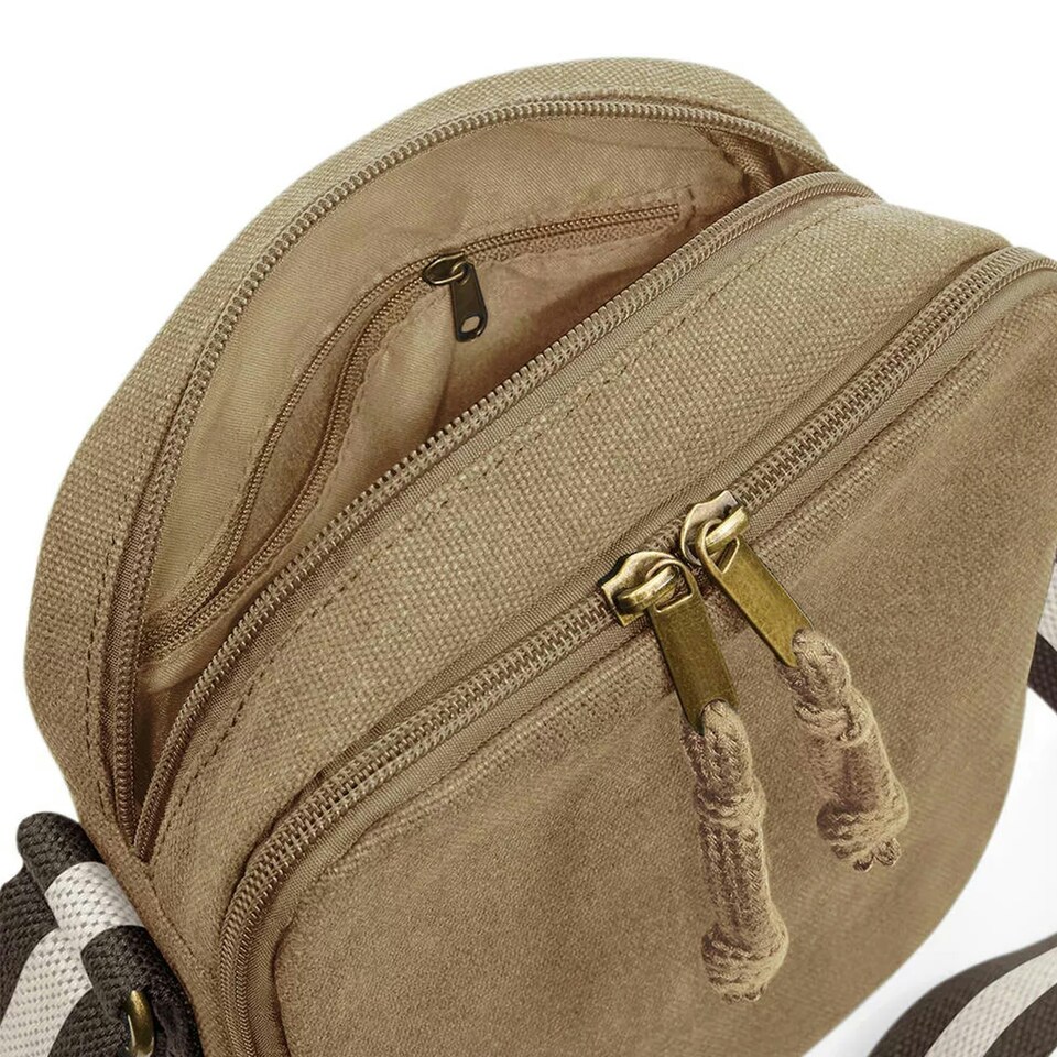 image 1 of Quadra Vintage Canvas Crossbody Bag - Sahara - One Size Brown