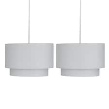 Pair of Light Grey 2 Tier Ceiling Light Shades | Grey | Medium | 2