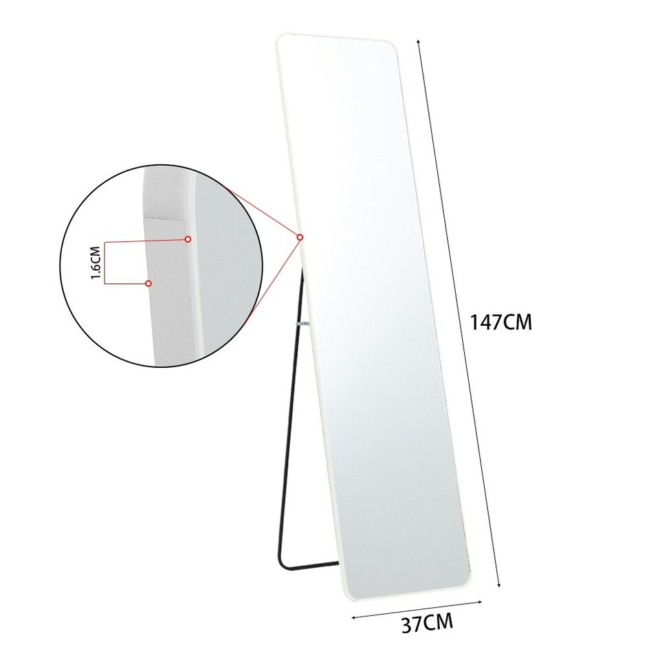 image 1 of Living and Home Modern Rectangular Metal Floor Mirror