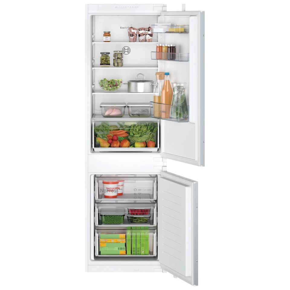 image 1 of Bosch 60-40 Integrated Fridge Freezer, Sliding Door Hinge, 260 Litre, 54cm - KIN86NSE0G