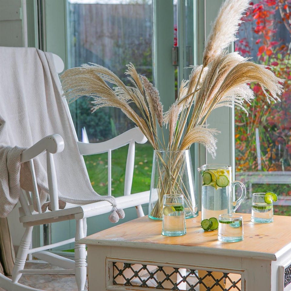 image 1 of Nicola Spring Merzouga Recycled Glass Tumblers with Jug - Clear | Clear | Clear | 7