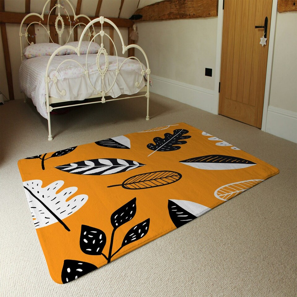 image 1 of doodle leaves (Rug) Orange | Medium: 80x150cm
