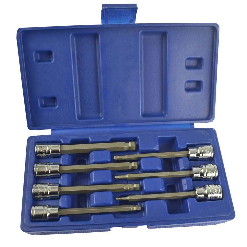 image 1 of Long Ball Ended Hex Allen Key Socket Bit Set 3/8" Drive 3mm - 10mm AT641