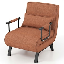 COSTWAY Convertible Single Folding Sofa Bed Sleep Chair Brown Brown