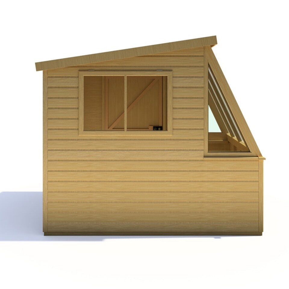 image 1 of Iceni 8 x 8 Feet Potting Shed Pre Hung Doors with Opening Glass Side Window Style B Brown