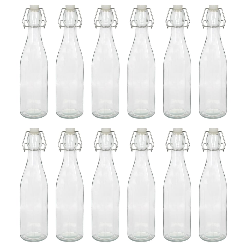 image 1 of Argon Tableware Glass Bottles with Swing Top - 520ml - Pack of 12 | Clear | Clear | One Size