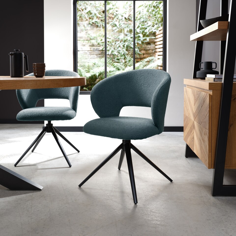image 1 of Bentley Designs - Stella - Swivel Chair in Blue Boucle Fabric (Single)