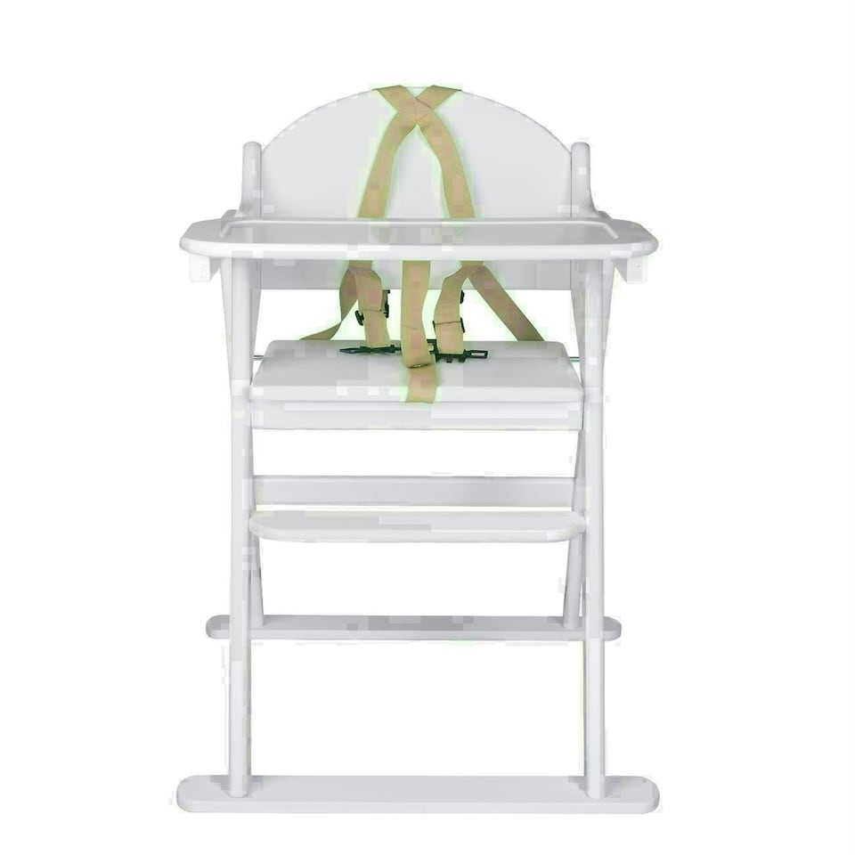 image 1 of Safetots Deluxe Putaway Folding Wooden High Chair, White, Highchair for Baby and Toddler, Pre-Assembled