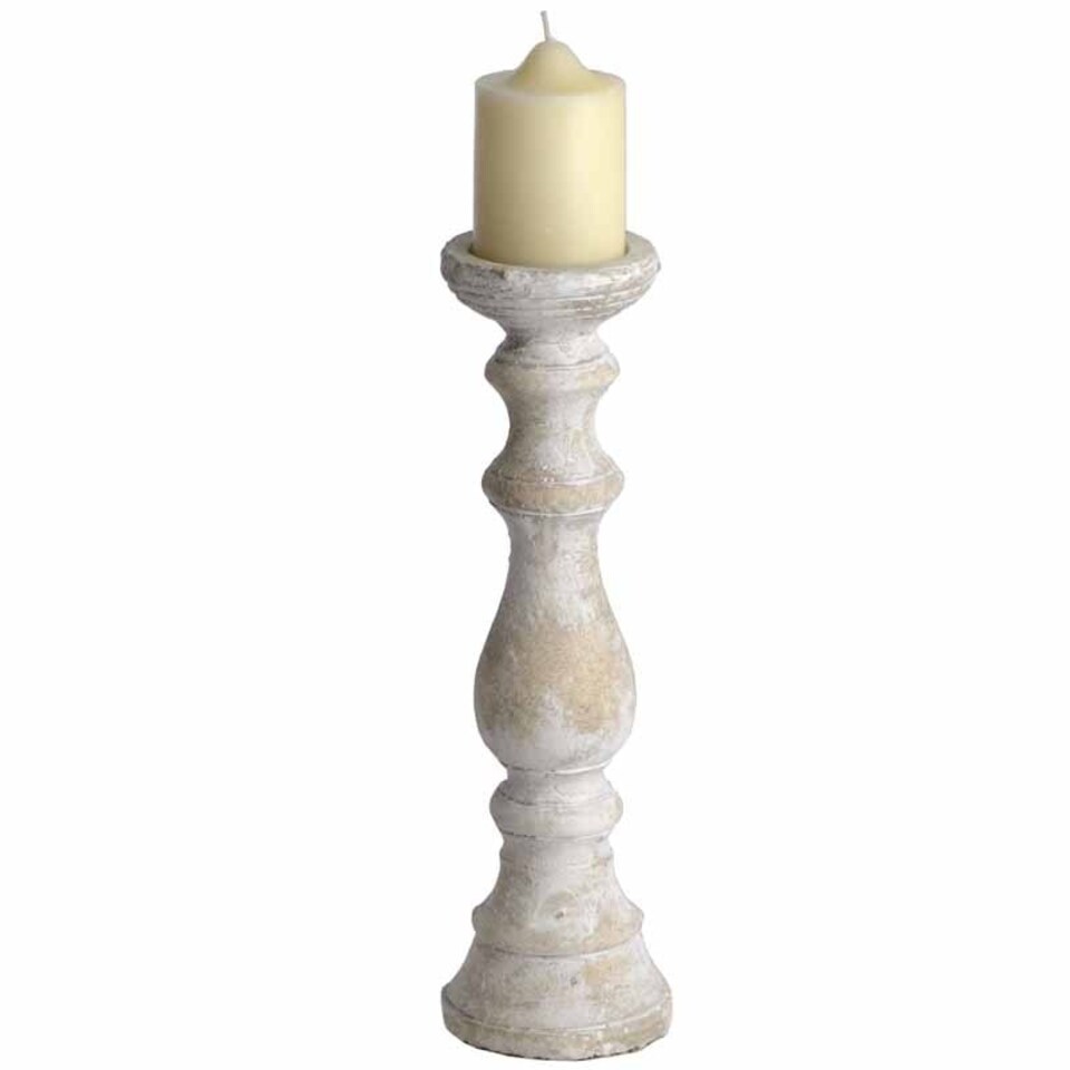 image 1 of Large Candle holder - Stone - L12 x W12 x H40 cm - Cream Cream