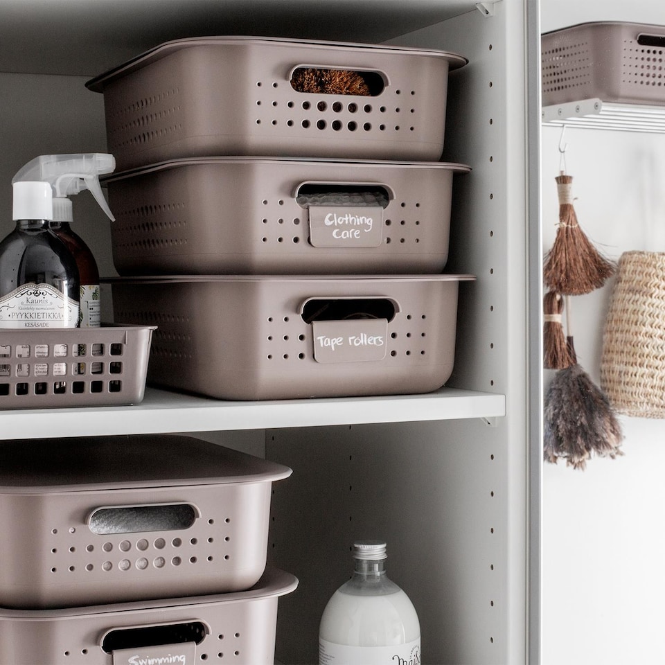 image 1 of SmartStore Basket Recycled Storage Box With Plastic Lid, White or Charcoal | Black | 6L