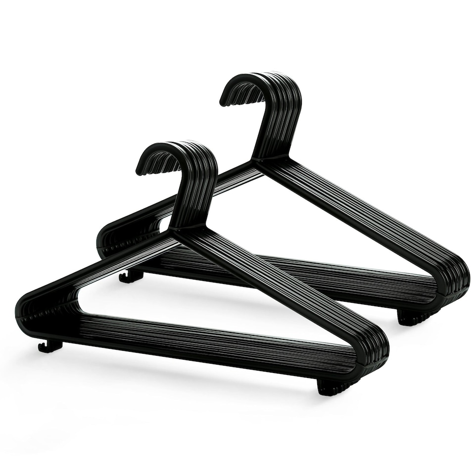 image 1 of Keplin Adult Plastic Coat Hangers Strong Slim Space Saving with Trouser Bar and Hooks
