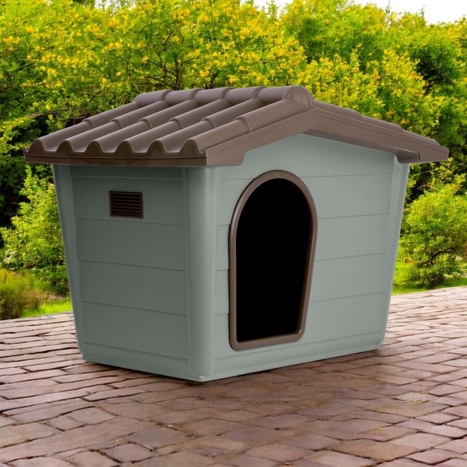 image 1 of Plastic Dog House Pet Kennel for Small to Medium Size Dogs | Green | L | 1