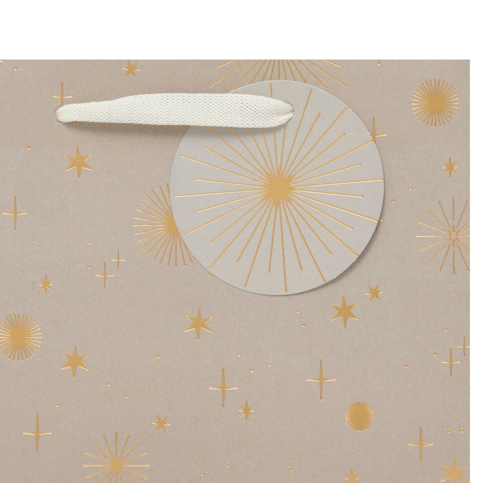 image 1 of Multipack of 3 Medium Gift Bags | Party Bags for Presents | Birthdays/Wedding | For Him/Her/Friend | Starburst Design Silver