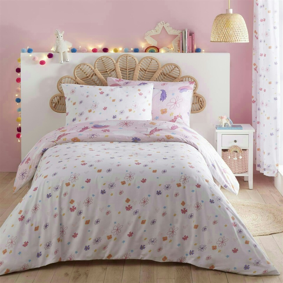 image 1 of Unicorn Duvet Cover Set - Pink - Single