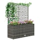 image 1 of Outsunny Garden PE Rattan Planter Box w/ Trellis Flower Raised Bed, 57x30x107cm