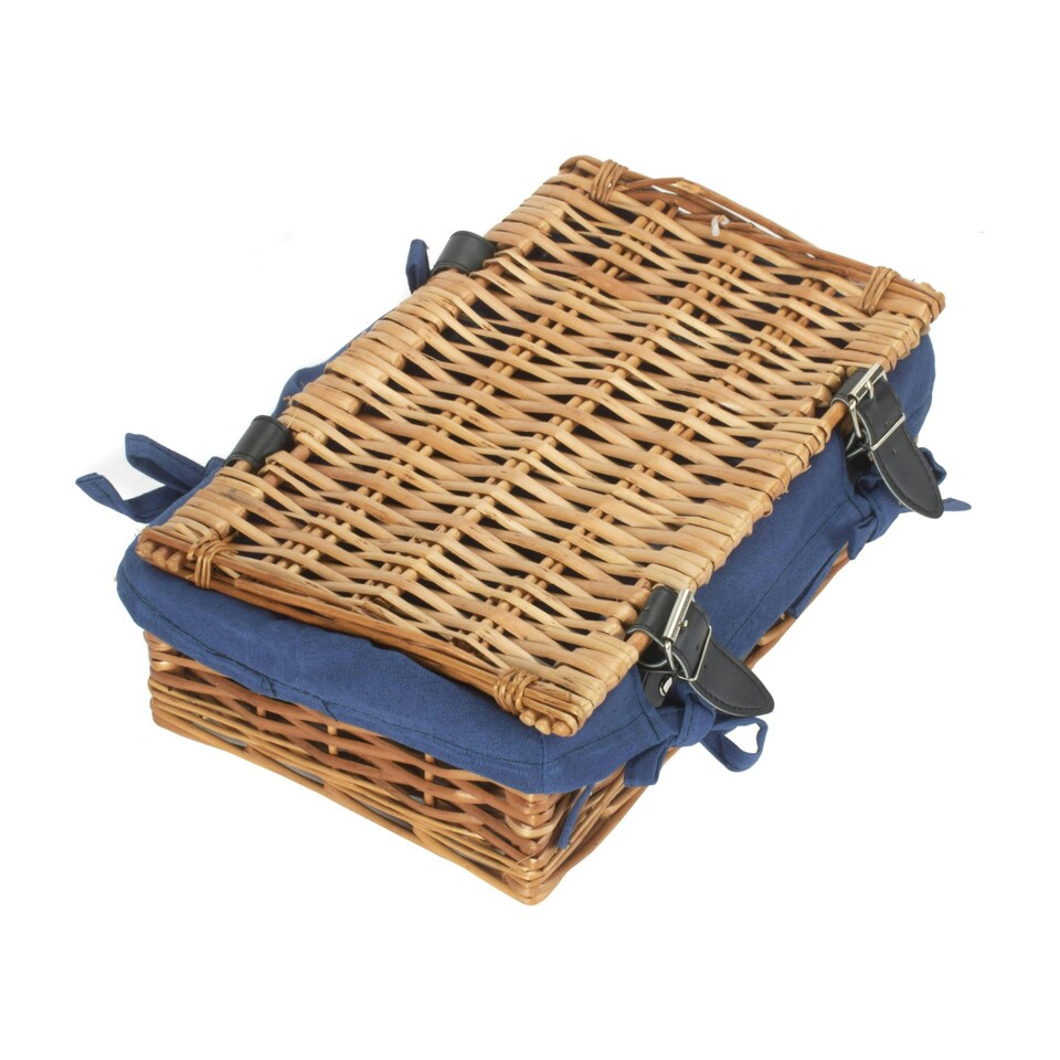 image 1 of 34cm Packaging Wicker Picnic Basket with Lining Blue | Blue | One Size