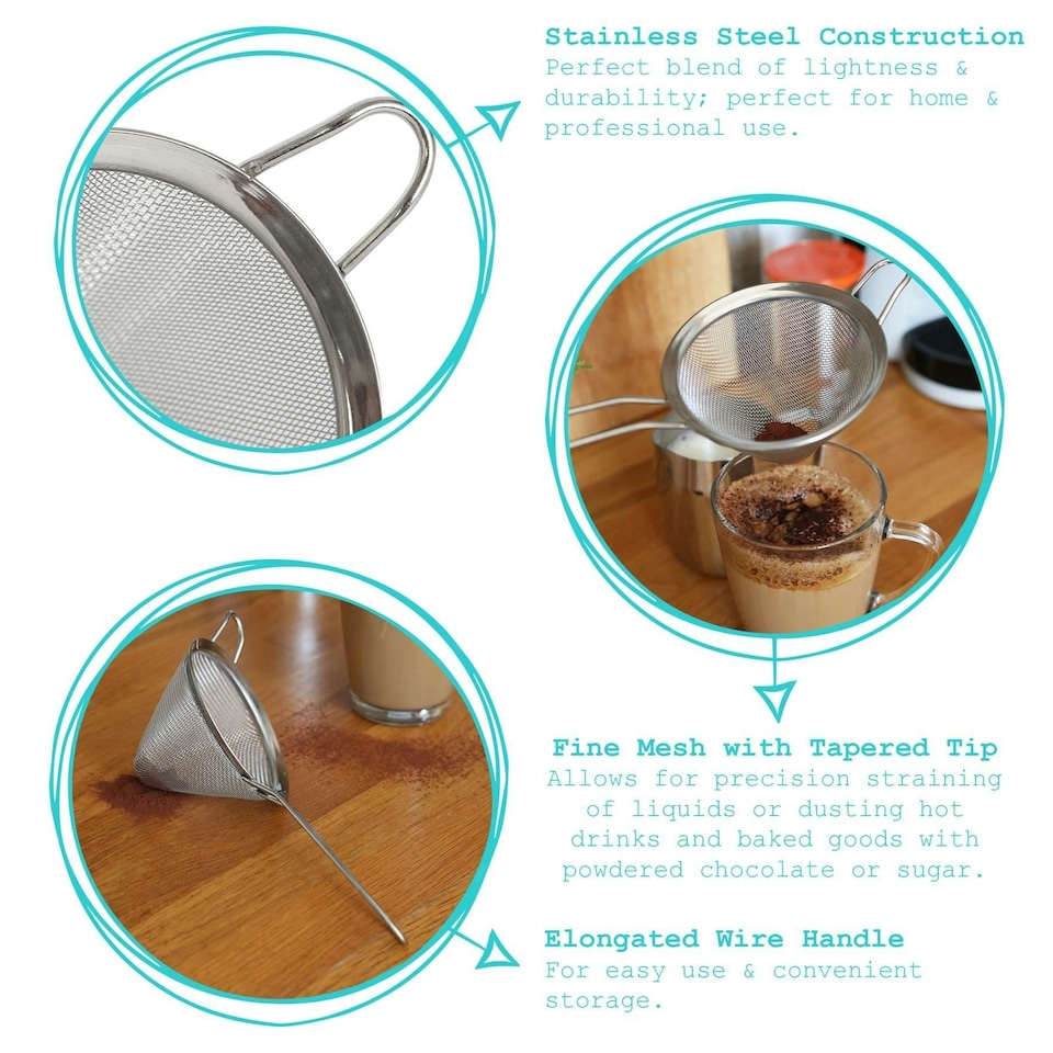 image 1 of Argon Tableware Stainless Steel Conical Strainer - 10cm