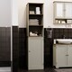 image 8 of Bath Vida Priano 1 Door 2 Shelf Tall Bathroom Cabient, Grey & Oak