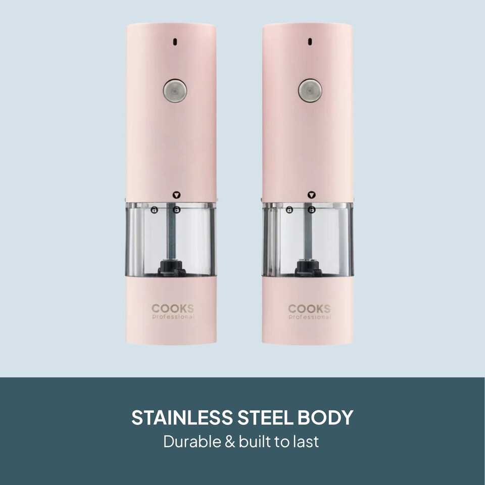 image 1 of Cooks Professional Rechargeable Salt and Pepper Mill Set with Bamboo Base