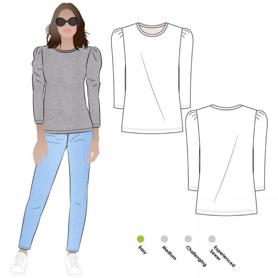 Style Arc Emery Knit Top Paper Sewing Pattern – Women’s Top, UK Sizes 10–22, Easy