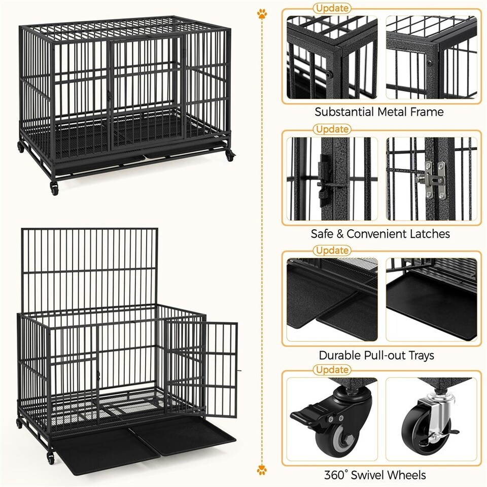 image 1 of Yaheetech 106 cm Indestructible Dog Crate Black