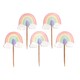 image 1 of Pastel Rainbow Cupcake Food Pick Toppers - Pack of 12