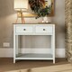 image 1 of Taberno Oak 2 Drawer Console Hallway Table Linen White White
