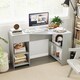 image 4 of COSTWAY L-Shaped Computer Desk with Storage Grey Grey