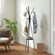 image 6 of HOMCOM 180cm Free Standing Coat Rack Metal Shelf Holder Stand Hat Hanger Black