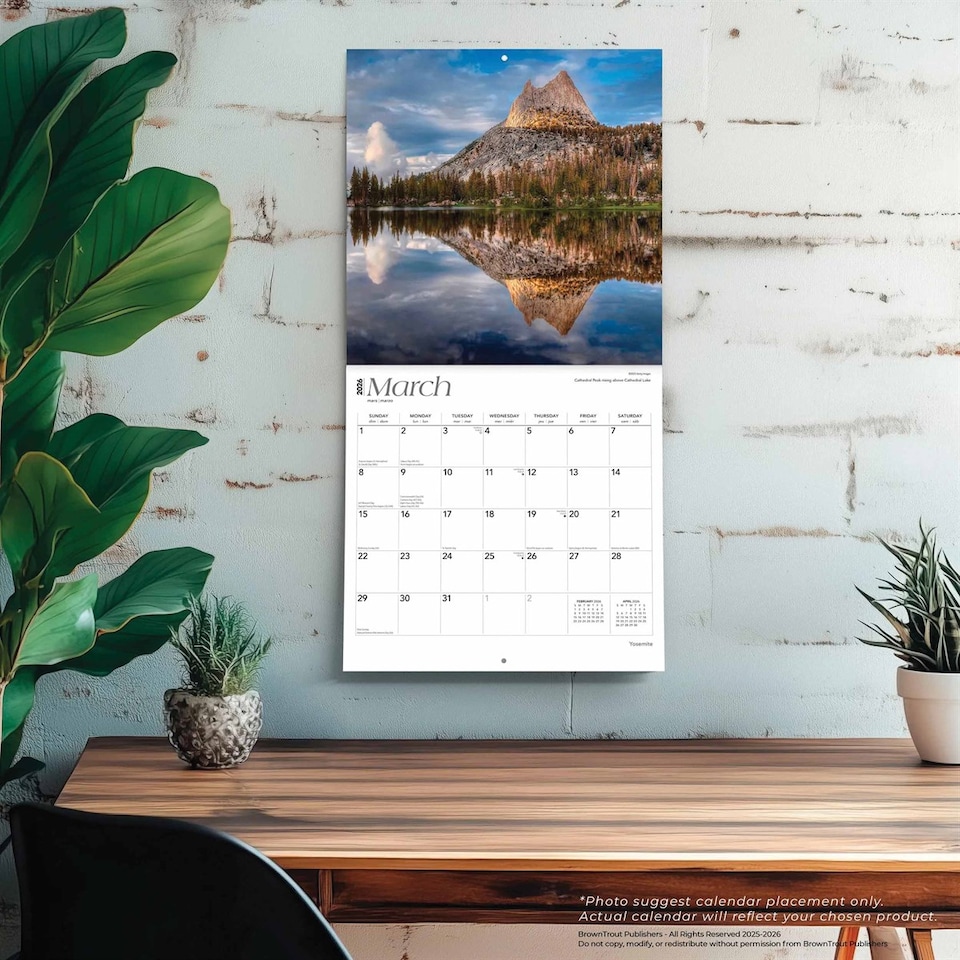 image 1 of Yosemite Calendar 2026, Wall Calendars, Month To View, Travel, Gift