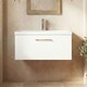 image 9 of Balterley Wall Hung Bathroom 1 Drawer Vanity Unit and 1 Tap Hole Ceramic Basin, with Handle | White | Gloss White