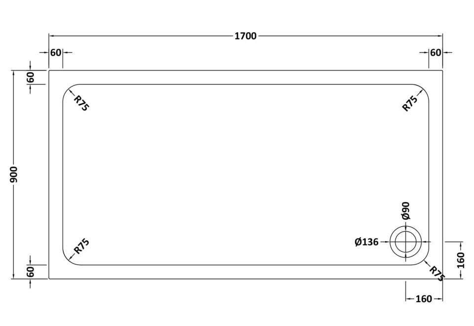 image 1 of Balterley Rectangular Stone Resin Premium Shower Tray with Corner Waste Position - Balterley | White | White