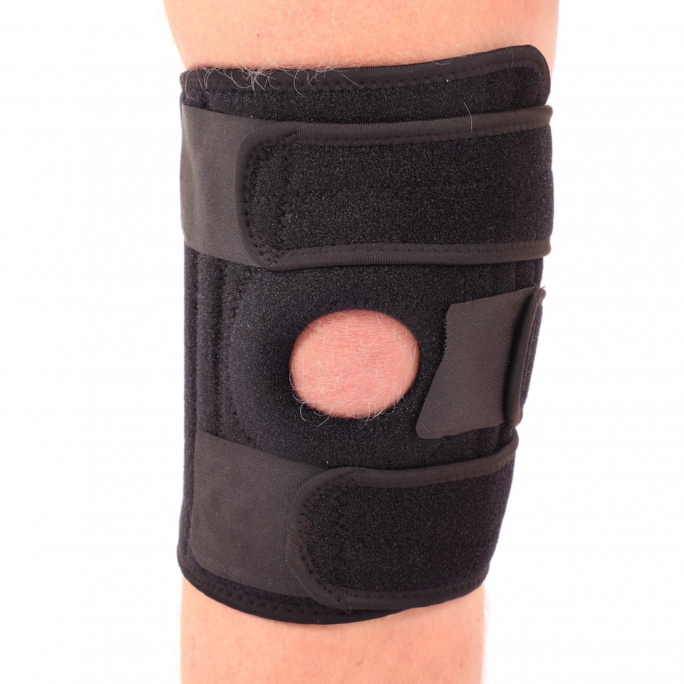image 1 of Adjustable Knee Support Open-Patella Compression Brace Sleeve | Black