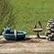 image 3 of Bird Bath Ceramic Round (Petrol Blue)