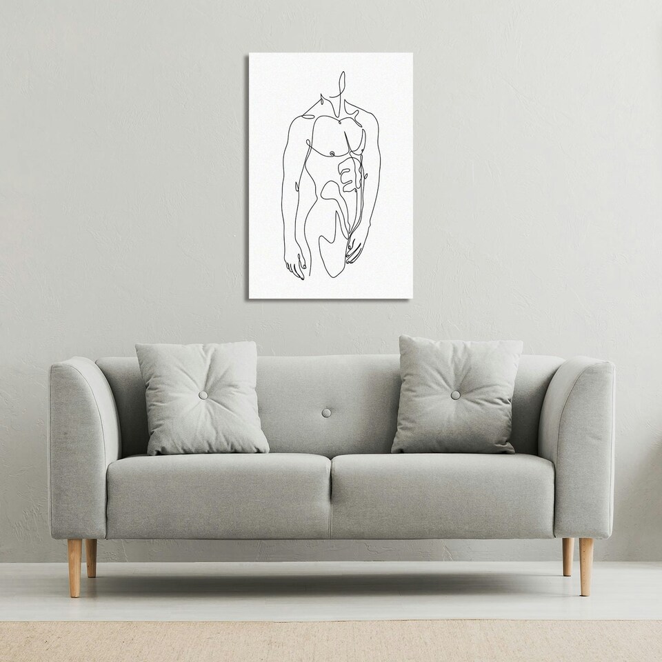 image 1 of line art of male body (Canvas Print) 127 x 101 x 4cm