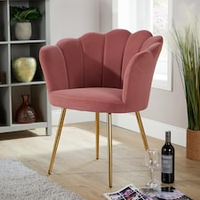 Boucle Fabric Scallop Shell Chair Wing Back Armchair Sofa | Pink