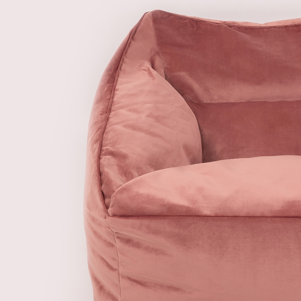 image 1 of Natalia Velvet Adults Bean Bag Armchair and Pouffe, Ready Filled Large Beanbag and Footstool Dusk Pink | Pink | Dusk Pink | XL | 2
