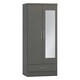 image 1 of Nevada 2 Door 1 Drawer Mirrored Wardrobe Grey | 3D Effect Grey