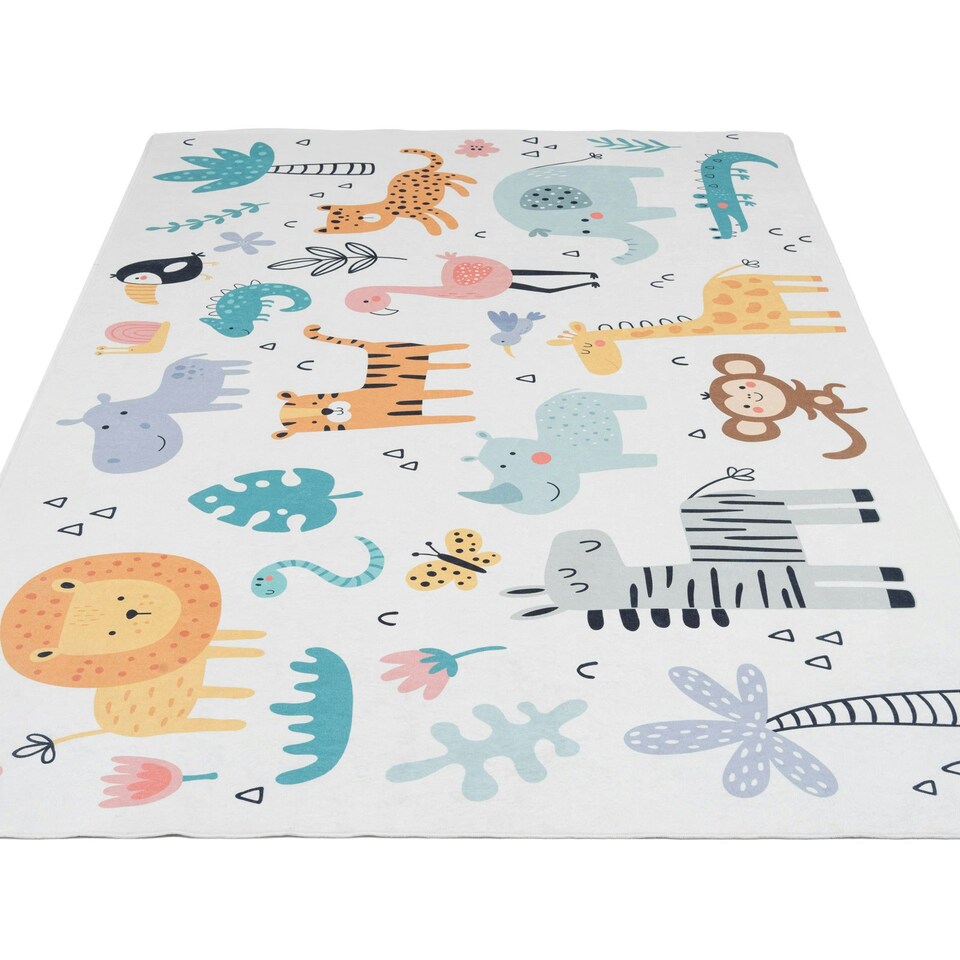 image 1 of KUKOON Washable & Non Slip Kids Animal Print Play Area Rug 120cm x 170cm